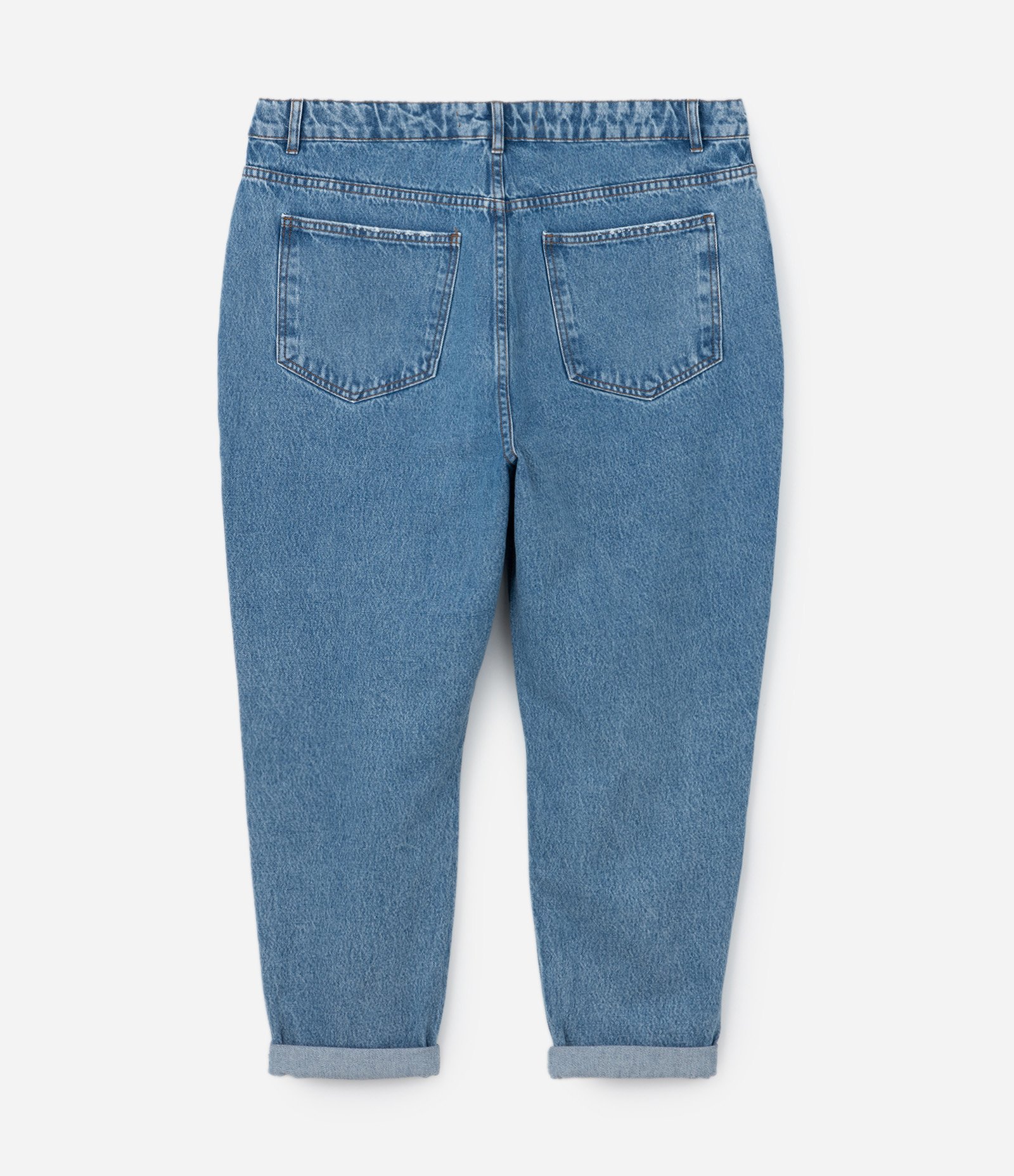 Calça Mom Jeans com Lavagem Marmorizada Curve & Plus Size Azul 7