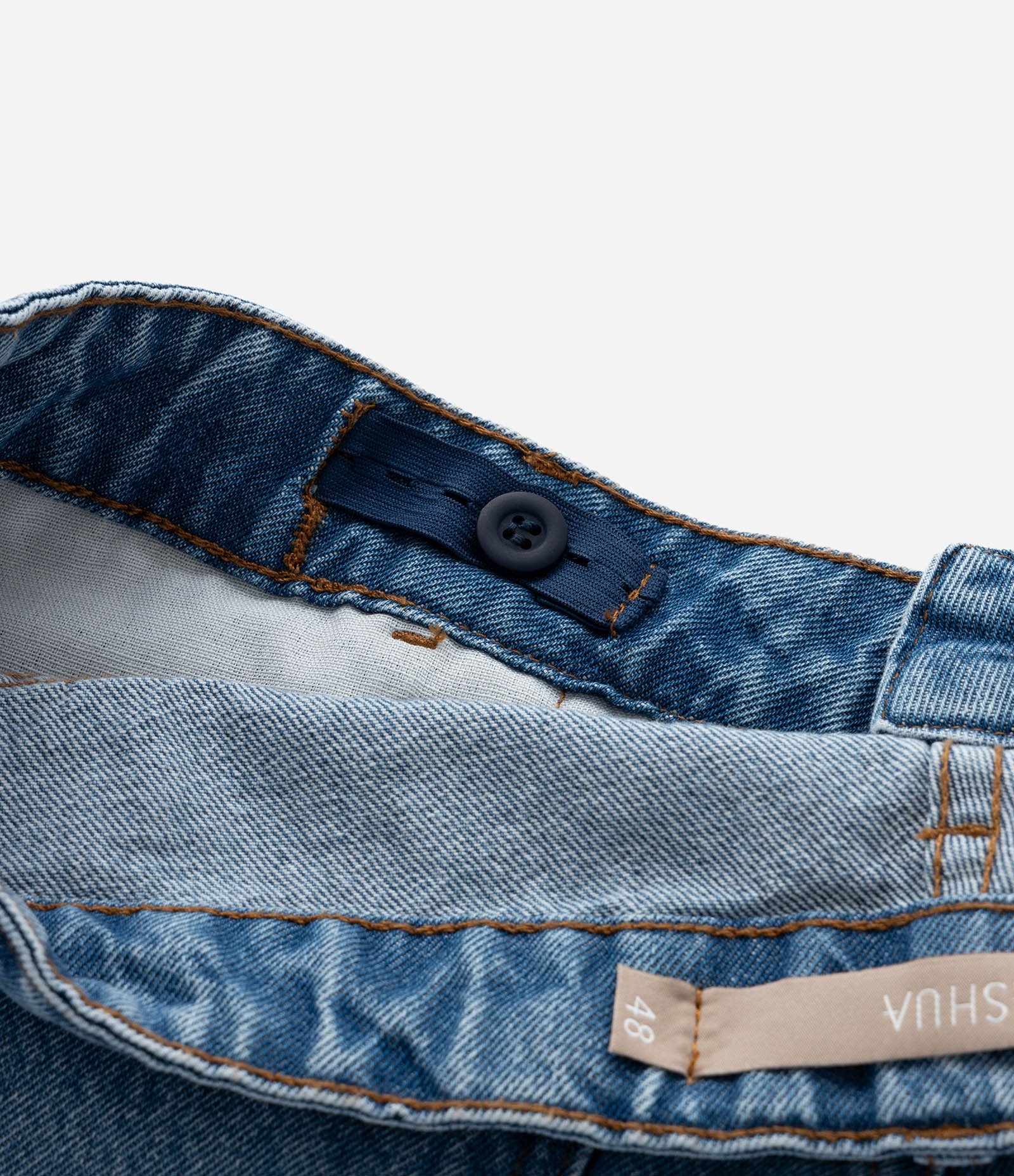 Calça Mom Jeans com Lavagem Marmorizada Curve & Plus Size Azul 9