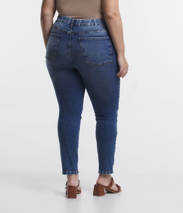 Calça Skinny em Jeans Marmorizado e Cintura Média Curve & Plus Size Azul 3