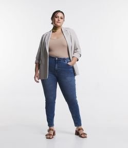 Calça Skinny em Jeans Marmorizado e Cintura Média Curve & Plus Size