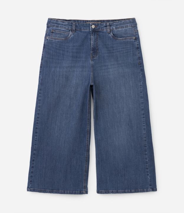 Pantalón Pantacourt en Jeans con Bolsillos Curve & Plus Size Azul 6
