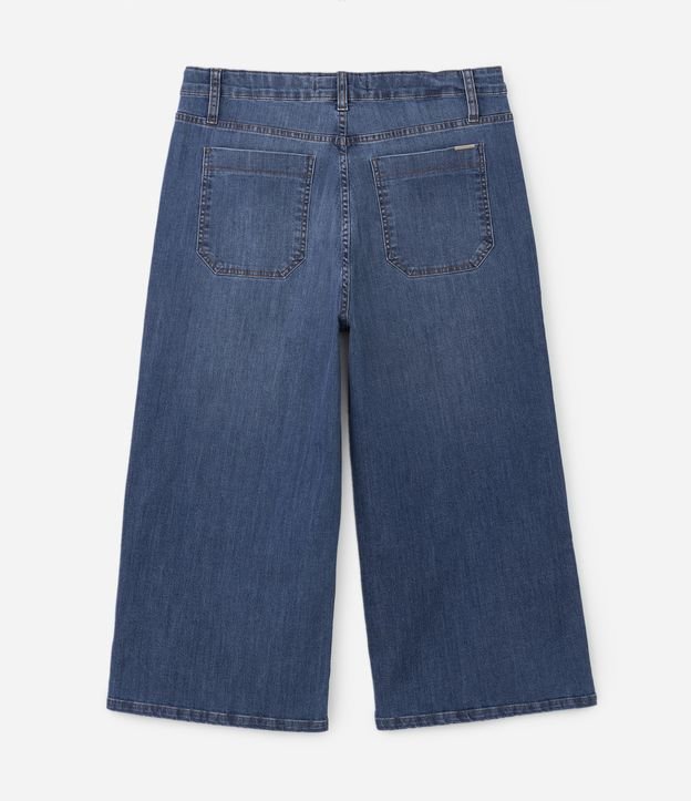 Calça Pantacourt em Jeans com Bolsos Curve & Plus Size Azul 7
