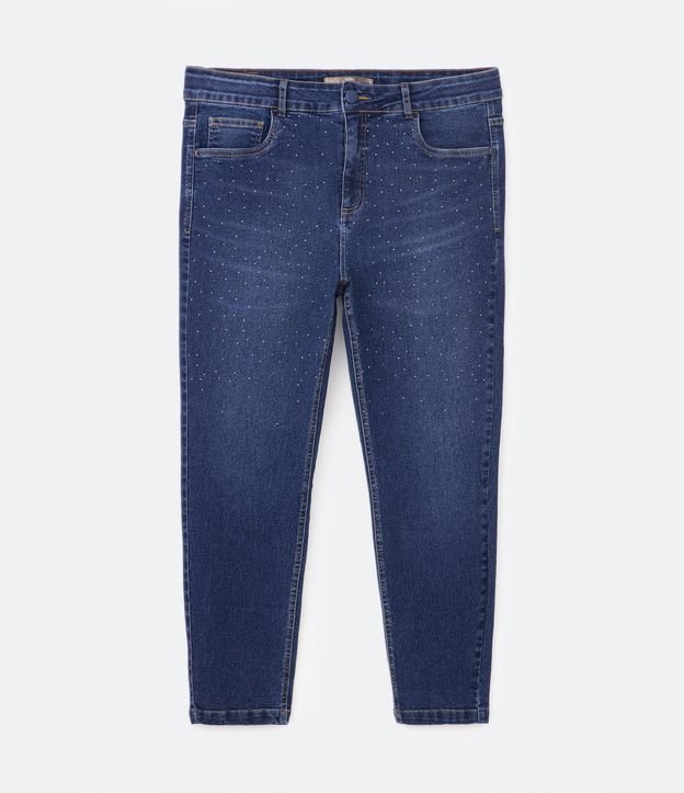 Calça Skinny Jeans com Aplicação de Strass Curve & Plus Size Azul 6
