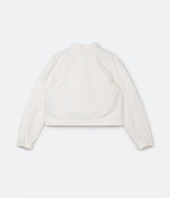 Jaqueta em Sarja com Abotoamento Frontal e Bordado Laise Curve & Plus Size