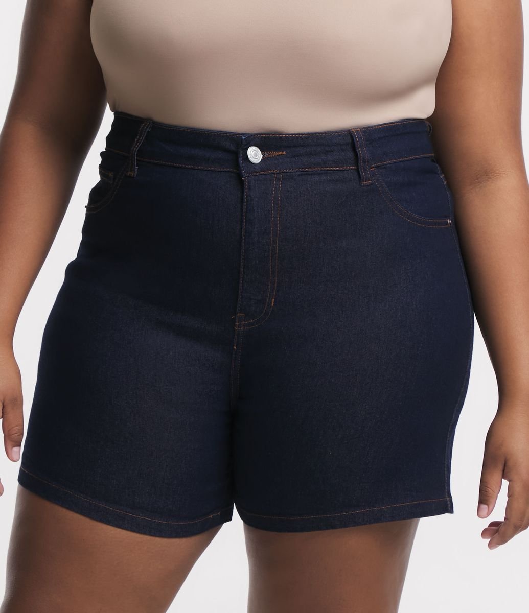 Short Comfy Jeans com Amarração no Cós Curve & Plus Size Azul
