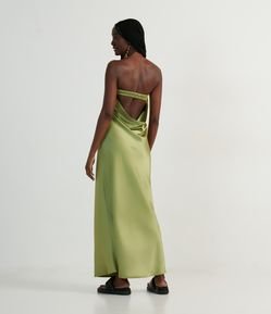 Vestido Midi em Cetim com Decote Degagê nas Costas