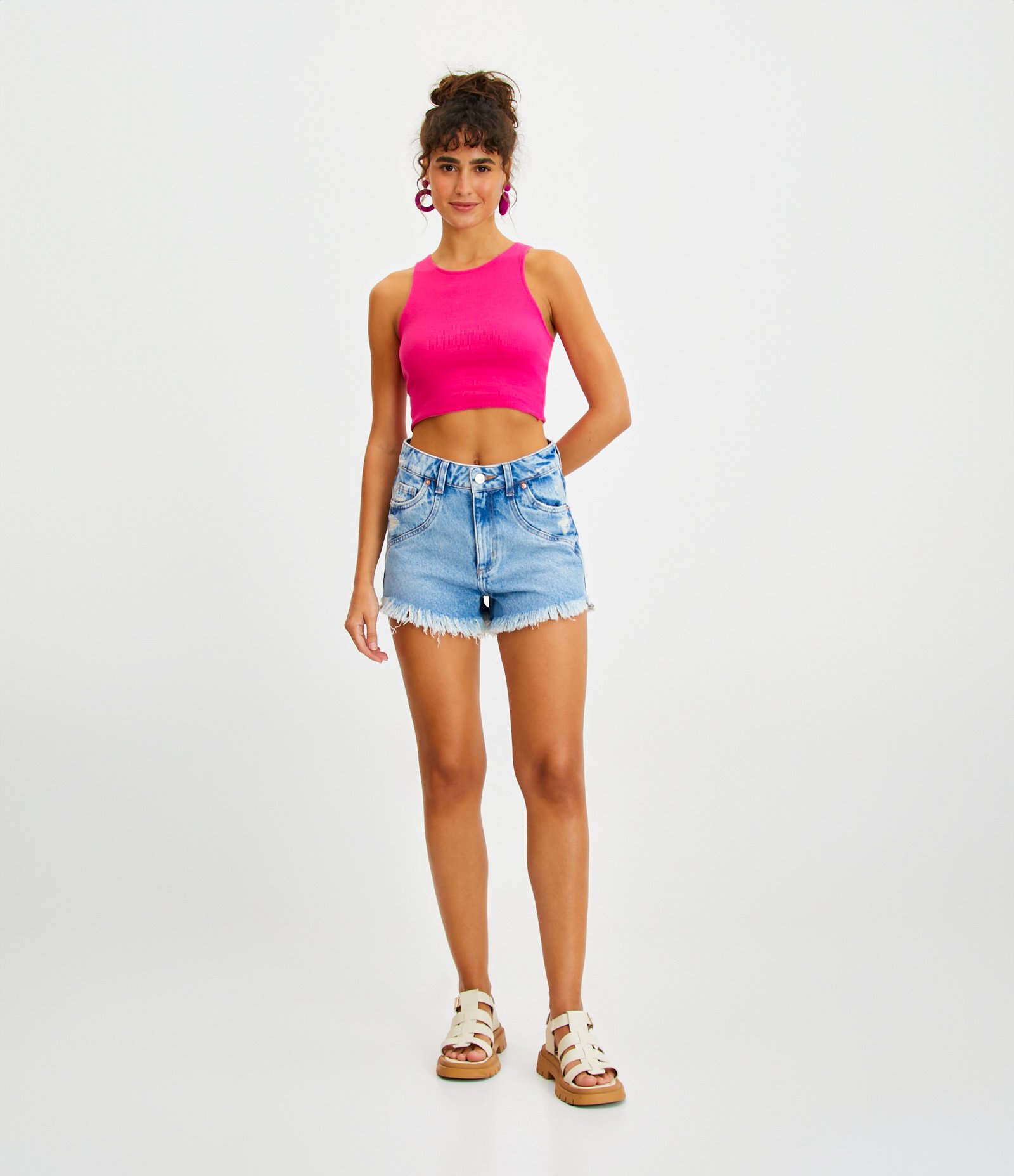 Blusa Cropped sem Manga em Algodão com Textura Canelada 2