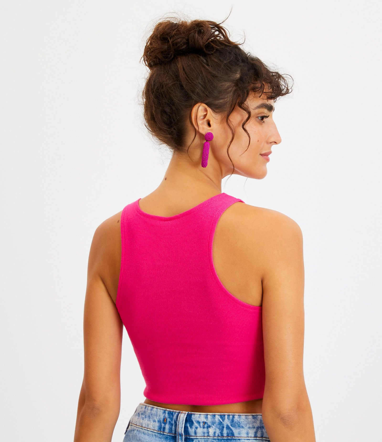 Blusa Cropped sem Manga em Algodão com Textura Canelada 3