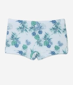 Sunga Boxer Infantil com Estampa de Folhagens - Tam 5 a 14 Anos