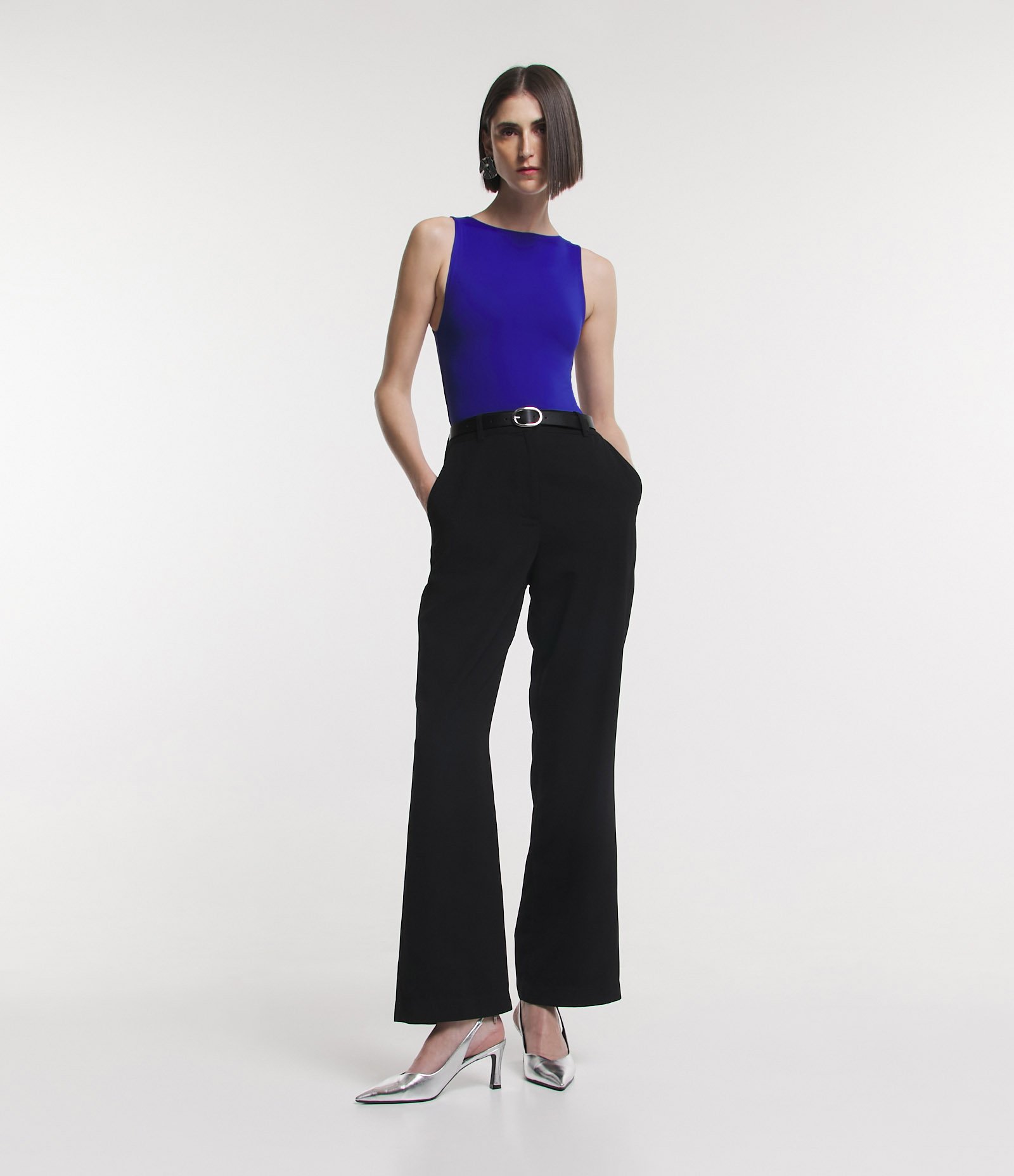 Body Básico em Poliamida com Gola Redonda Azul 2