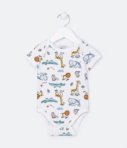 Body Infantil com Estampa de Bichinhos Coloridos - Tam 0 a 18 meses