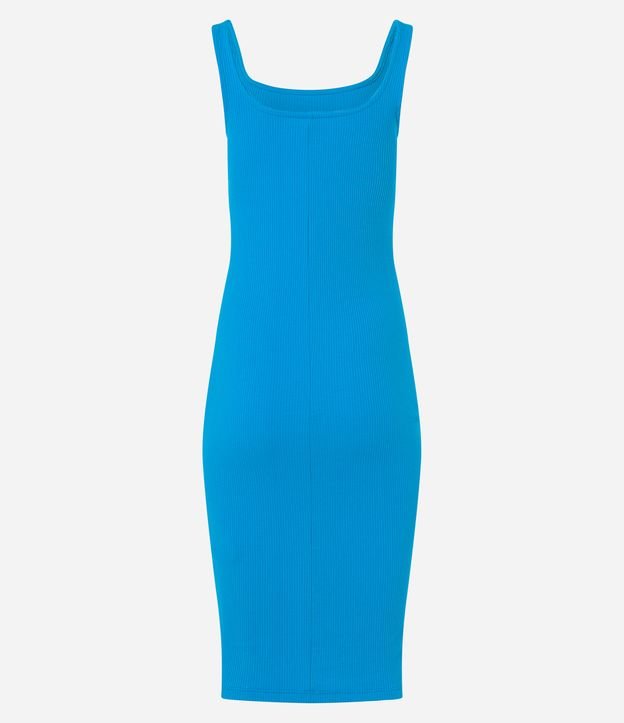 Vestido Midi Básico com Decote Quadrado Azul 7