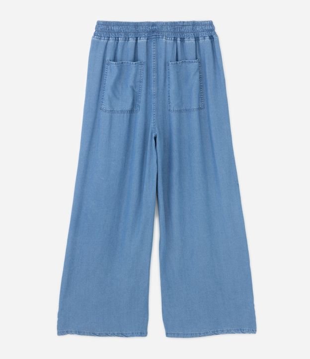 Calça Pantalona Jeans com Amarração no Cós Curve & Plus Size Azul 6