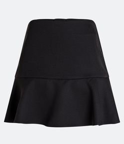 Saia Curta em Crepe Alfaiataria com Babado e Zíper