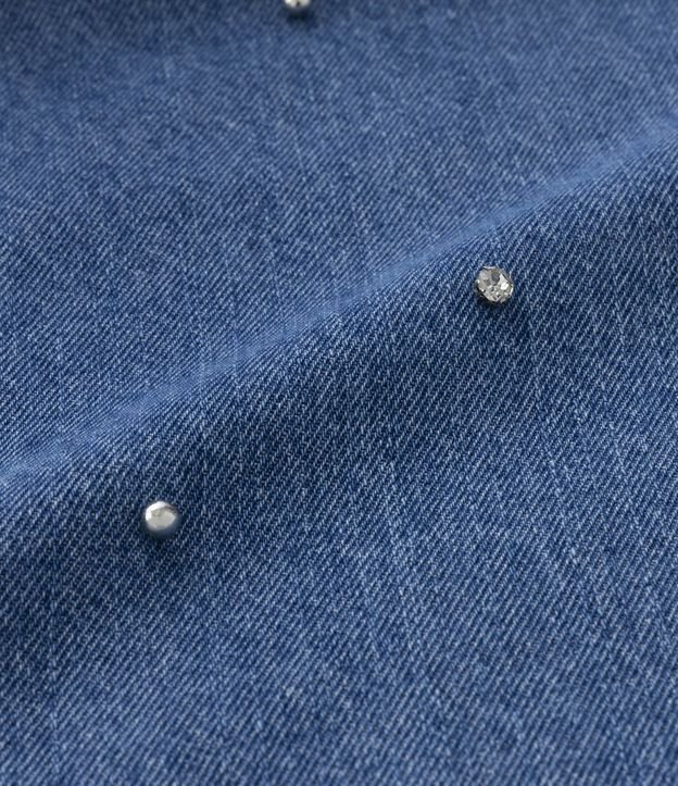 Calça Reta Jeans com Aplicação de Tachas Curve & Plus Size Azul 7