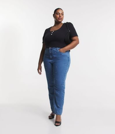 Calça Wide Leg em Alfaiataria Curve & Plus Size Preto