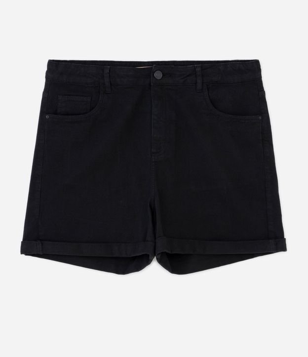 Short Hot Pants em Sarja com Barra Dobrada Curve & Plus Size Preto 6