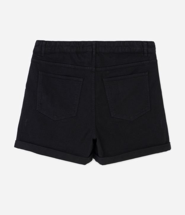 Short Hot Pants em Sarja com Barra Dobrada Curve & Plus Size Preto 7