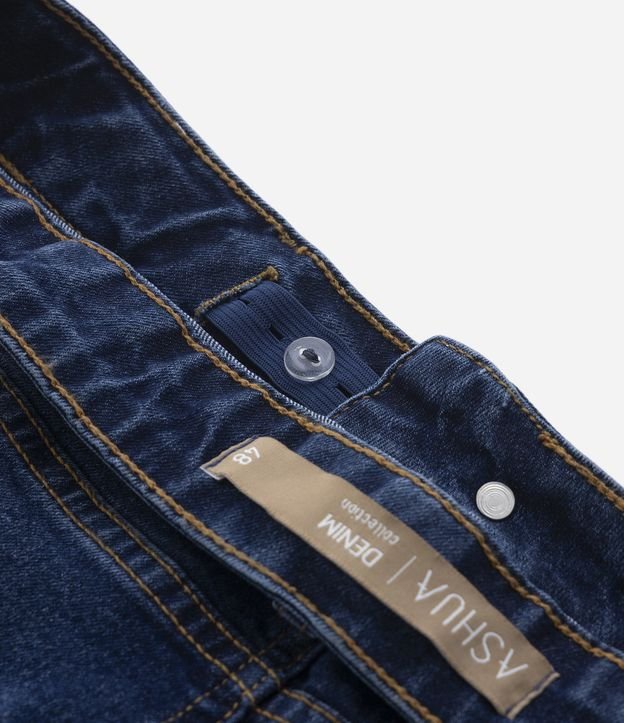Short Hot Pants Jeans com Barra Dobrada Curve  & Plus Size Azul Escuro 8