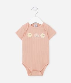 Body Infantil Canelado com Estampa Localizada - Tam 0 a 18 meses