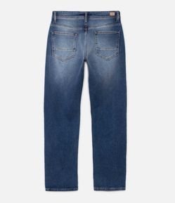 Calça Reta Jeans com Elastano e Pesponto Contrastante