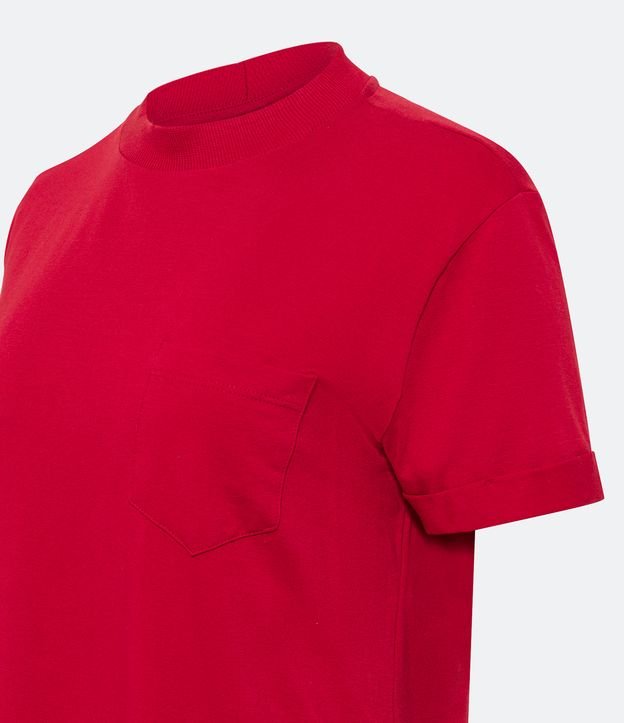 Vestido T-Shirt Básico em Meia Malha com Bolsinho Frontal Vermelho 6