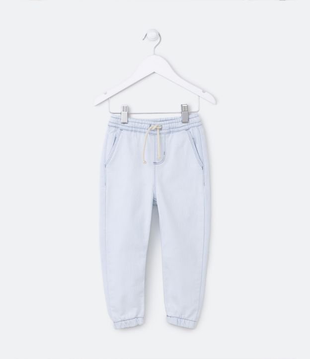 Calca Jogger Infantil em Jeans com Cós Elástico e Bolsos - Tam 1 a 5 Anos - Cor: Azul - Tamanho: 02