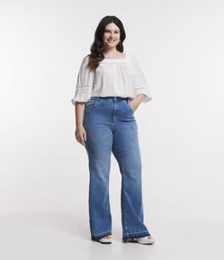 Pantalón Flare Jeans con Bajo Deshilachado Curve & Plus Size