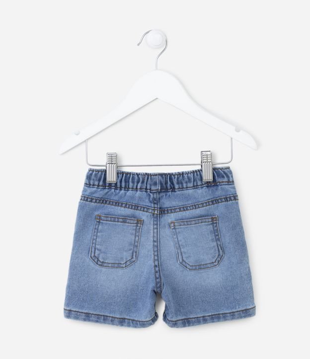 Bermuda Infantil em Jeans com Cordão e Bolsinhos - Tam 1 a 5 Anos Azul Médio 2