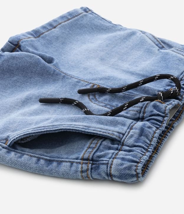 Bermuda Infantil em Jeans com Cordão e Bolsinhos - Tam 1 a 5 Anos Azul Médio 4