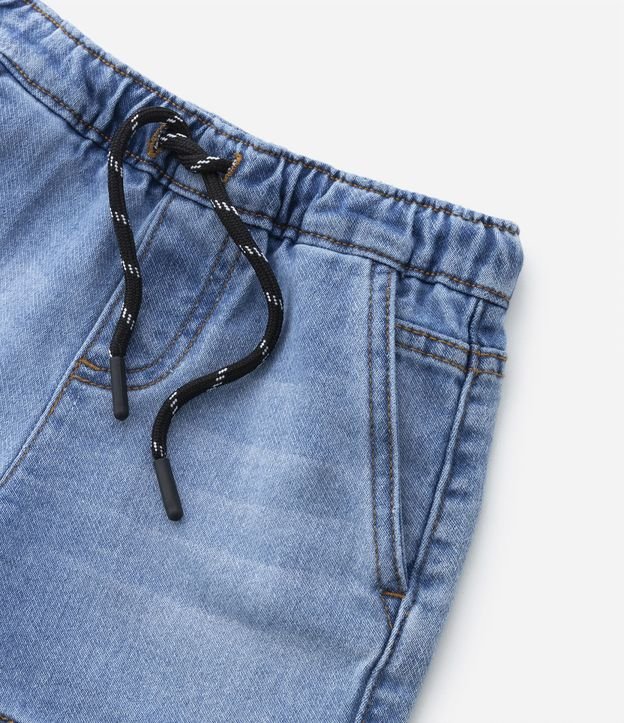 Bermuda Infantil em Jeans com Cordão e Bolsinhos - Tam 1 a 5 Anos Azul Médio 5