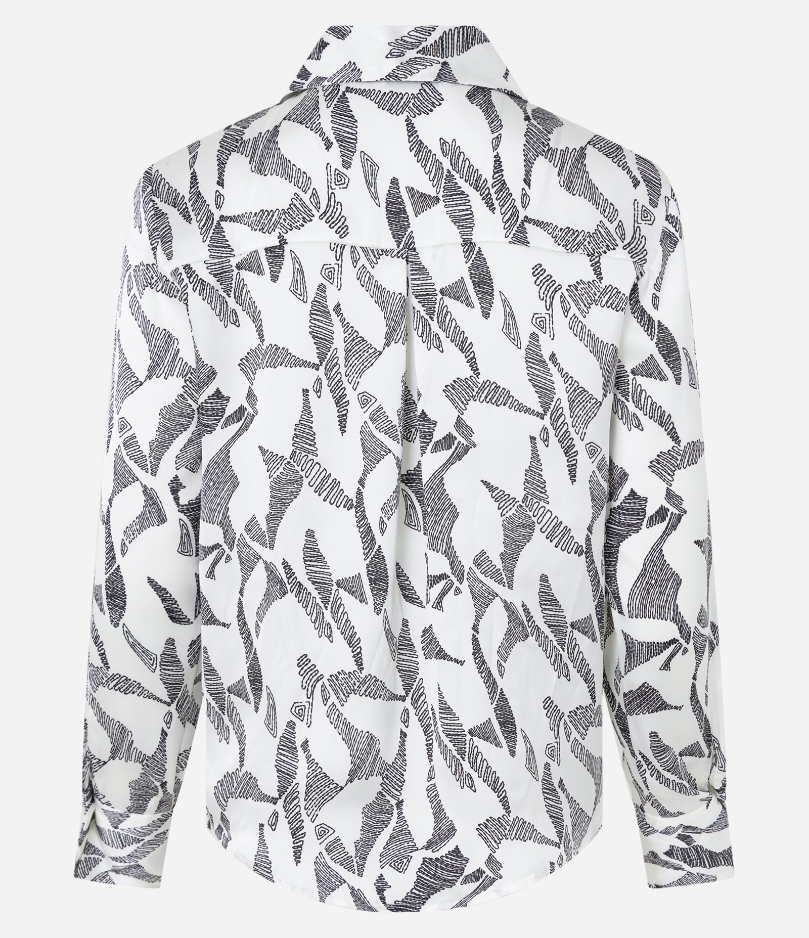 Camisa em Tecido Acetinado com Estampa Abstrata Branco 6