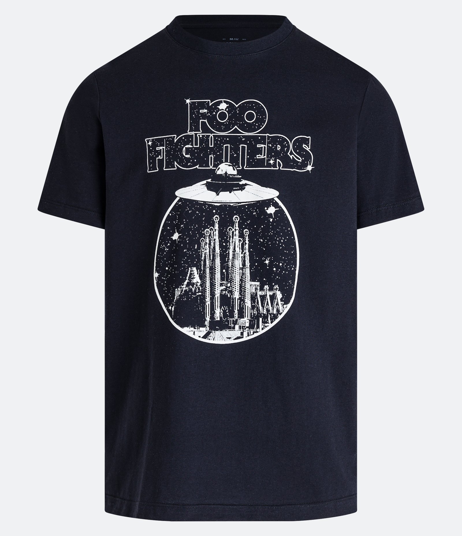 Camiseta Regular com Estampa Foo Fighters Abdução Brilha no Escuro Preto 5