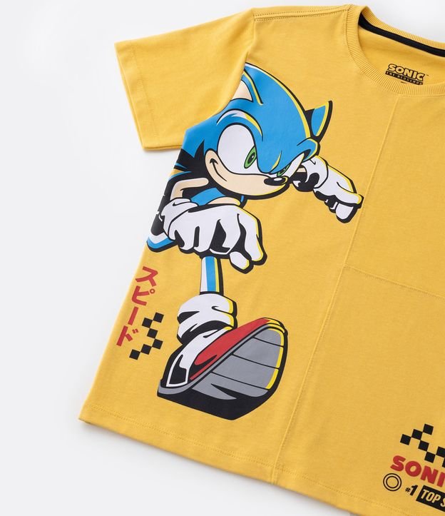 Camiseta Infantil Estampa Tails Turma Sonic Com Máscara - Tam 4 a 12 Anos  Amarelo