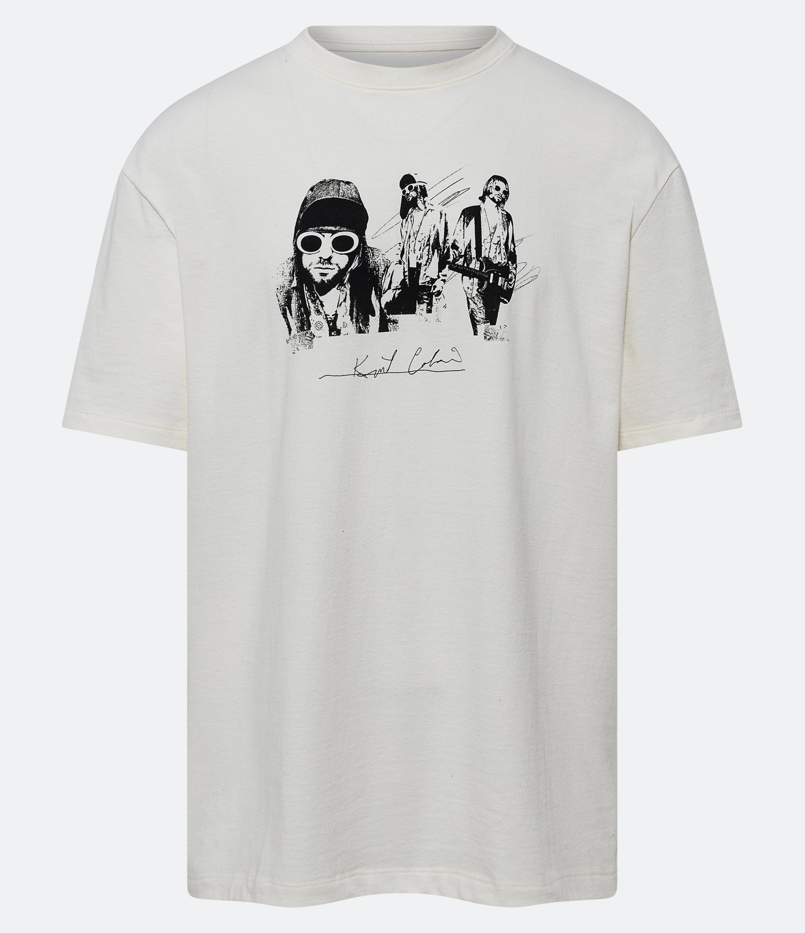 Camiseta Relaxed com Estampa do Cantor Kurt Cobain Off White 1