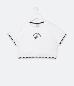 Blusa Infantil Manga Curta com Bordado de Coração e Raio - Tam 5 a 14 anos