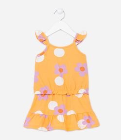 Conjunto Infantil com Estampa de Margaridas e Babadinhos - Tam 1 a 5 Anos