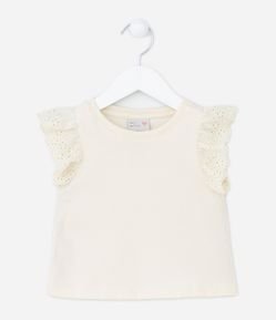 Blusa Infantil Sem Manga com Babado com Broderie - Tam 1 a 5 anos
