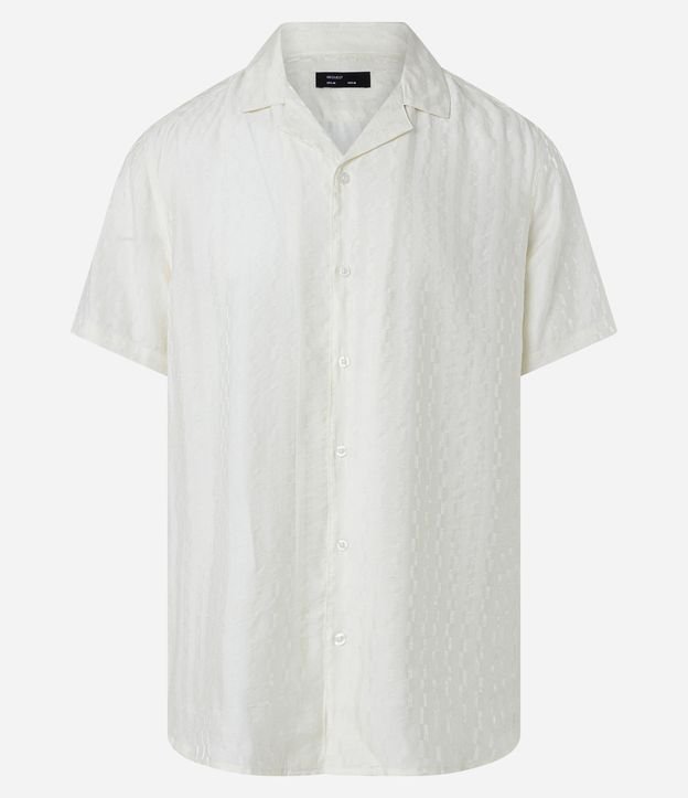 Camisa Boxy em Viscolinho com Listras Texturizadas Off White 7