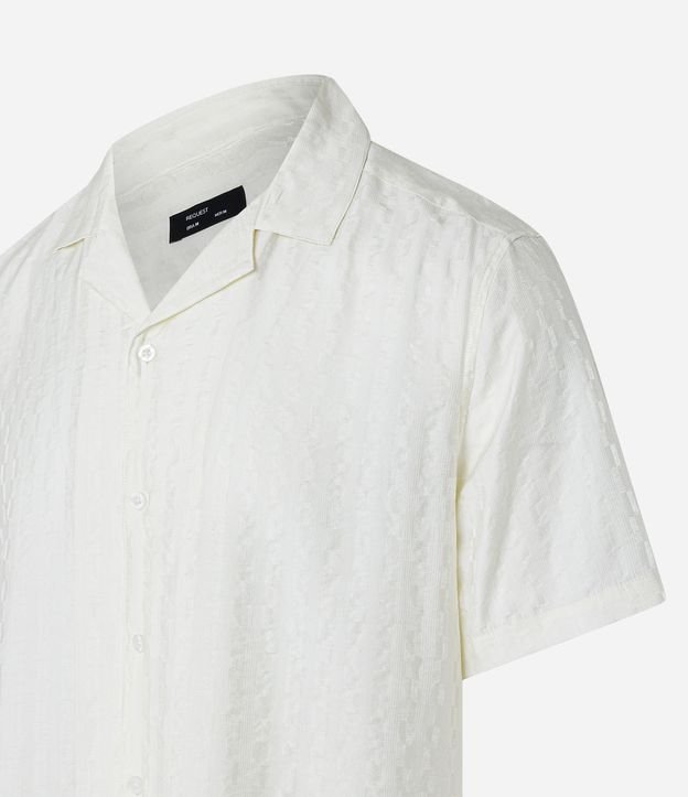 Camisa Boxy em Viscolinho com Listras Texturizadas Off White 8