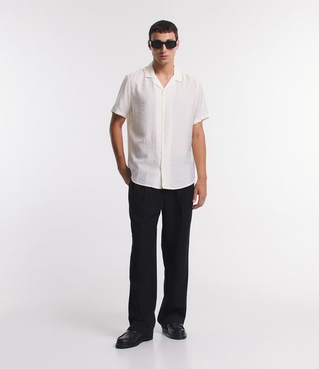 Camisa Boxy em Viscolinho com Listras Texturizadas Off White 2