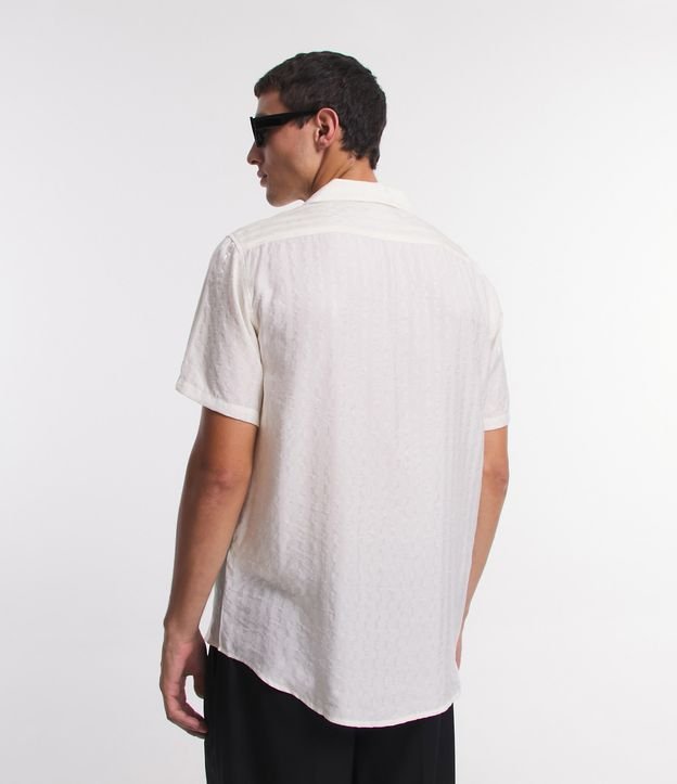 Camisa Boxy em Viscolinho com Listras Texturizadas Off White 4