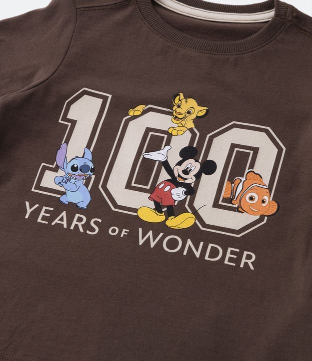 Remera Infantil con Estampa Disney 100 años - Talle 2 a 5 años Marrón 4