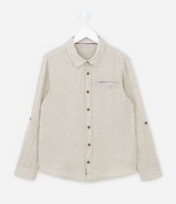 Camisa Manga Longa Infantil em Linho - Tam 5 A 14 anos