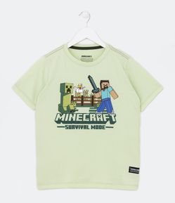 Camiseta Oversized Infantil com Estampa Minecraft - Tam 5 a 14 Anos