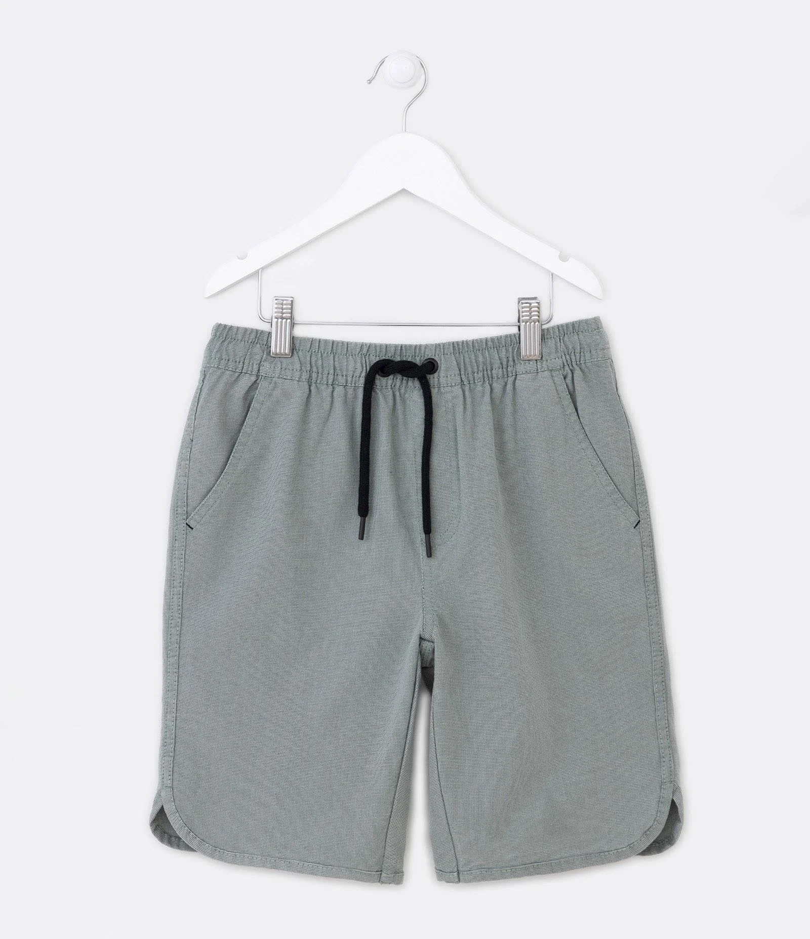 Bermuda Infantil em Sarja com Cordão no Cós - Tam 5 a 14 Anos Verde Claro 1