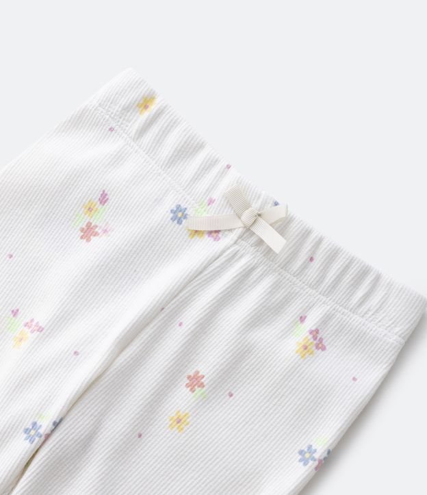 Calça Legging Infantil Canelada com Estampa Floral - Tam 0 a 18 meses Blanco 5