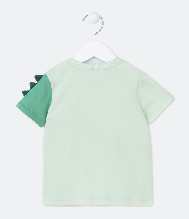 Camiseta Infantil com Estampa Jacaré e Barbatanas em 3D no Ombro - Tam 1 a 5 Anos Verde 2