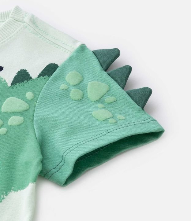 Camiseta Infantil com Estampa Jacaré e Barbatanas em 3D no Ombro - Tam 1 a 5 Anos Verde 5