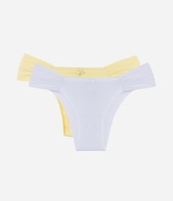 Kit 02 Calcinhas Biquíni em Poliamida com Lateral Drapeada